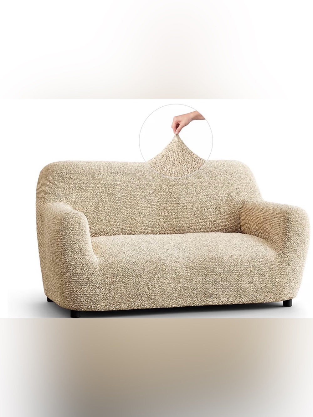 Paulato Sofa Slipcover 40-63 In Mediterra Sandstone Stretch Couch Cover Beige